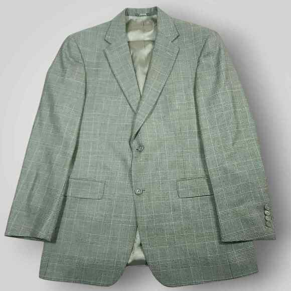 Hart Schaffner Marx Blazer Sport Coat Mens 40R Vtg Classic Fit Wool Glen Plaid - Picture 2 of 10